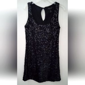 White House Black Market Womens Size XS Sleeveless Sequins Keyhole Dress Black